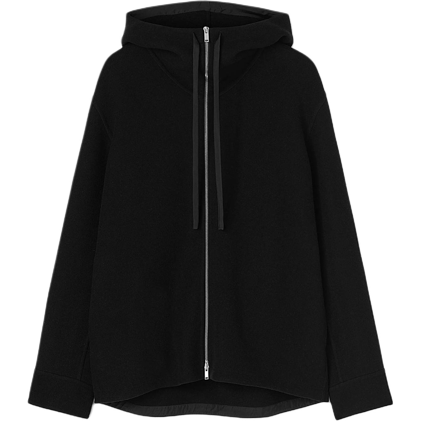 JIL SANDER Oversized Solid Black Hoodie Jacket J23BN0102J45216001