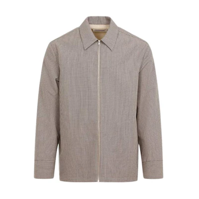 JIL SANDER Plaid Full-Print Zip-Up Long Sleeve Jacket Beige Menswear J22DL025-6J40177-972