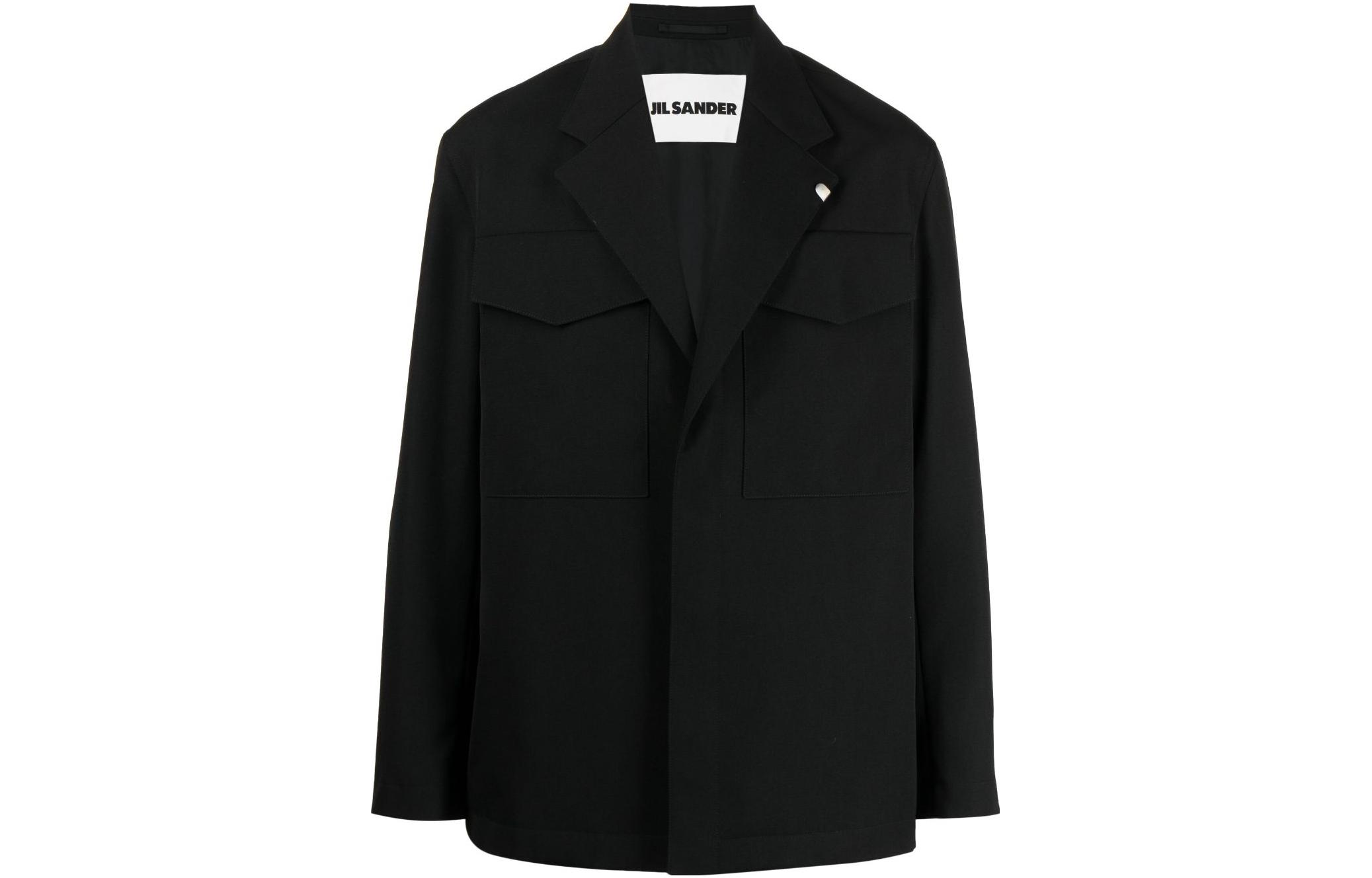 JIL SANDER Solid Black Blazer Jacket J22BN0115J40103-52