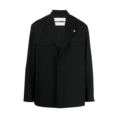 JIL SANDER Solid Black Blazer Jacket J22BN0115J40103-52