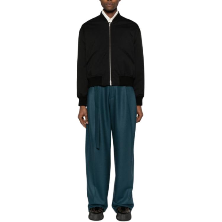 Lookbook Jil Sander Solid Black Bomber Jacket with Zip and Baseball Collar J22BN0160J70001