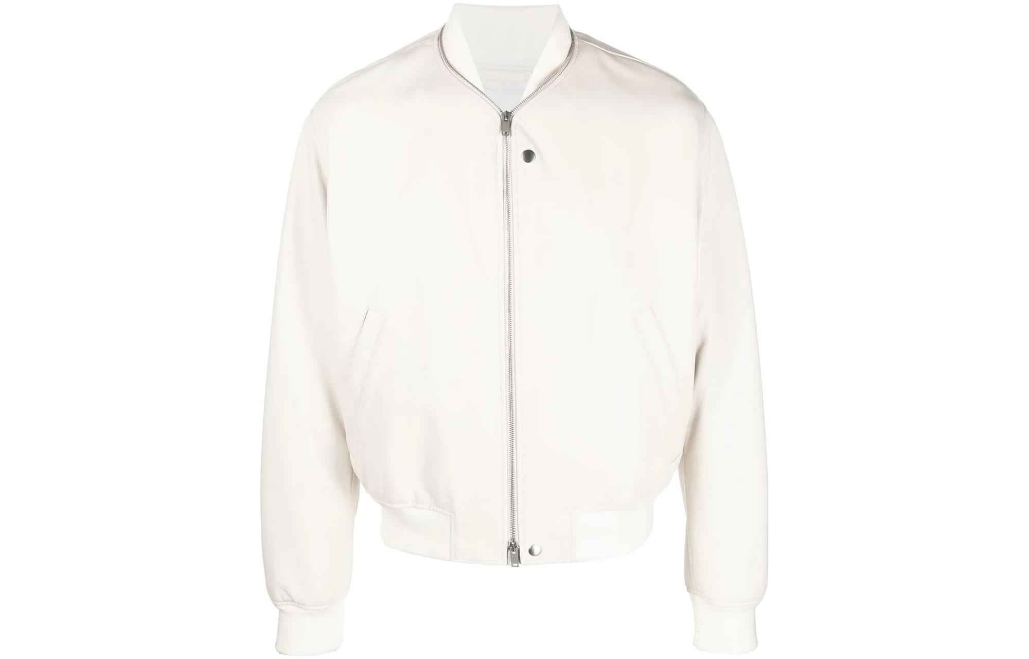 JIL SANDER Solid Color Leather Zip Jacket White J23BN0012J07037268