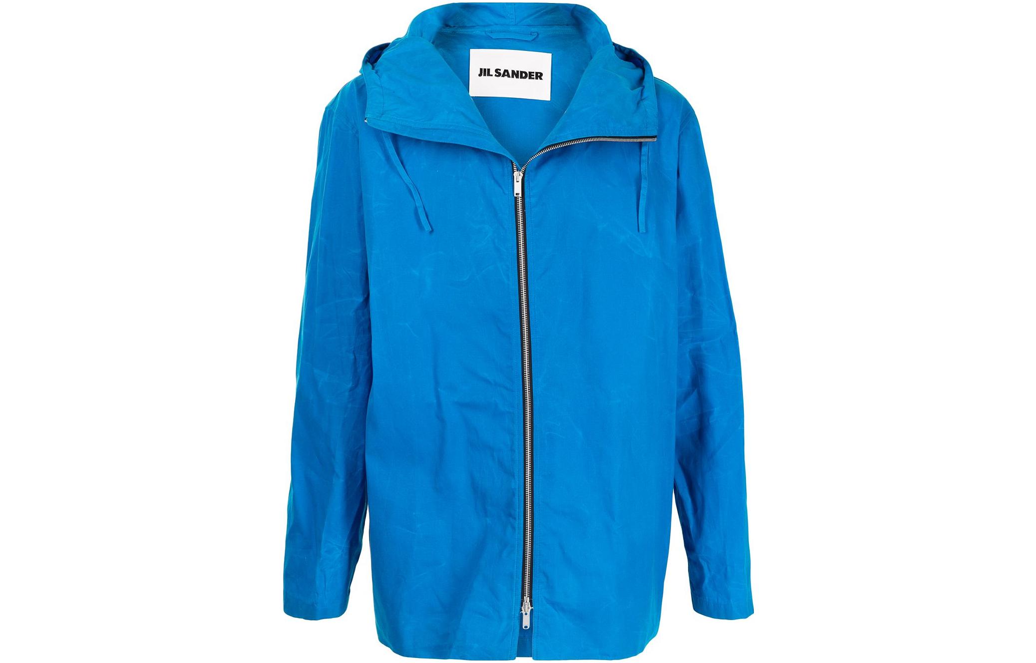 JIL SANDER Solid Color Zip-Up Hoodie Jacket - Blue JSMS420131-MS242200-436