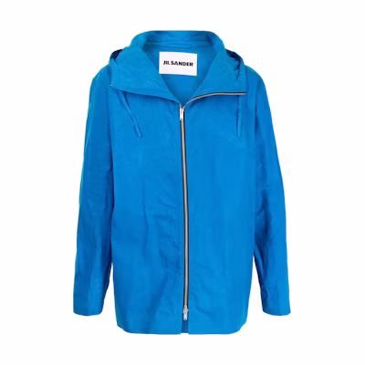 JIL SANDER Solid Color Zip-Up Hoodie Jacket - Blue JSMS420131-MS242200-436