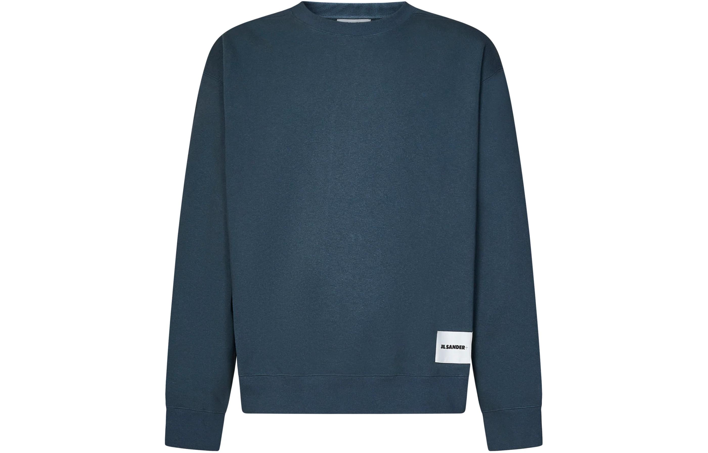JIL SANDER Solid Crewneck Casual Long Sleeve Sweatshirt Blue J47GU0104J20039040