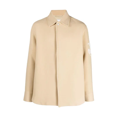 JIL SANDER Solid Logo Embroidered Jacket Beige J47BN0126J40031-BEIGE