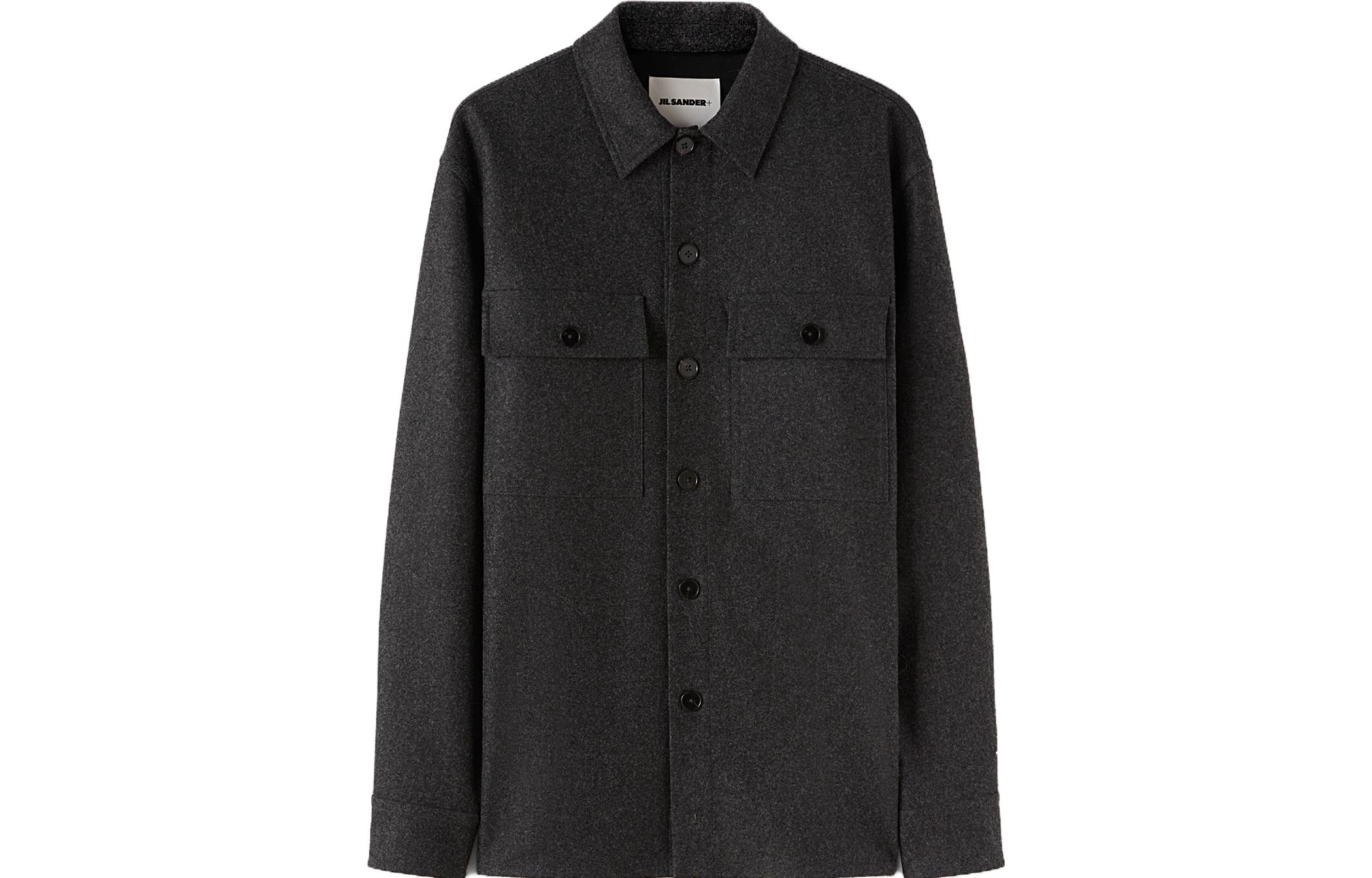 JIL SANDER Solid Single-Breasted Long Sleeve Jacket Black Gray J47DL0131J40119029