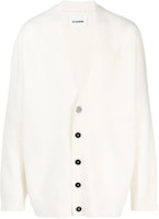 JIL SANDER Solid V-Neck Button Long Sleeve Knit Sweater White J22HP0005J14506107 JIL SANDER Solid V-Neck Button Long Sleeve Knit Sweater White J22HP0005J14506107