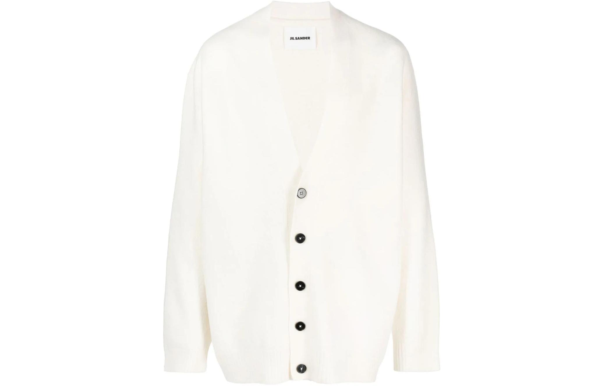 Order JIL SANDER 純色V領針織釦扣長袖毛衣 白色 J22HP0005J14506107