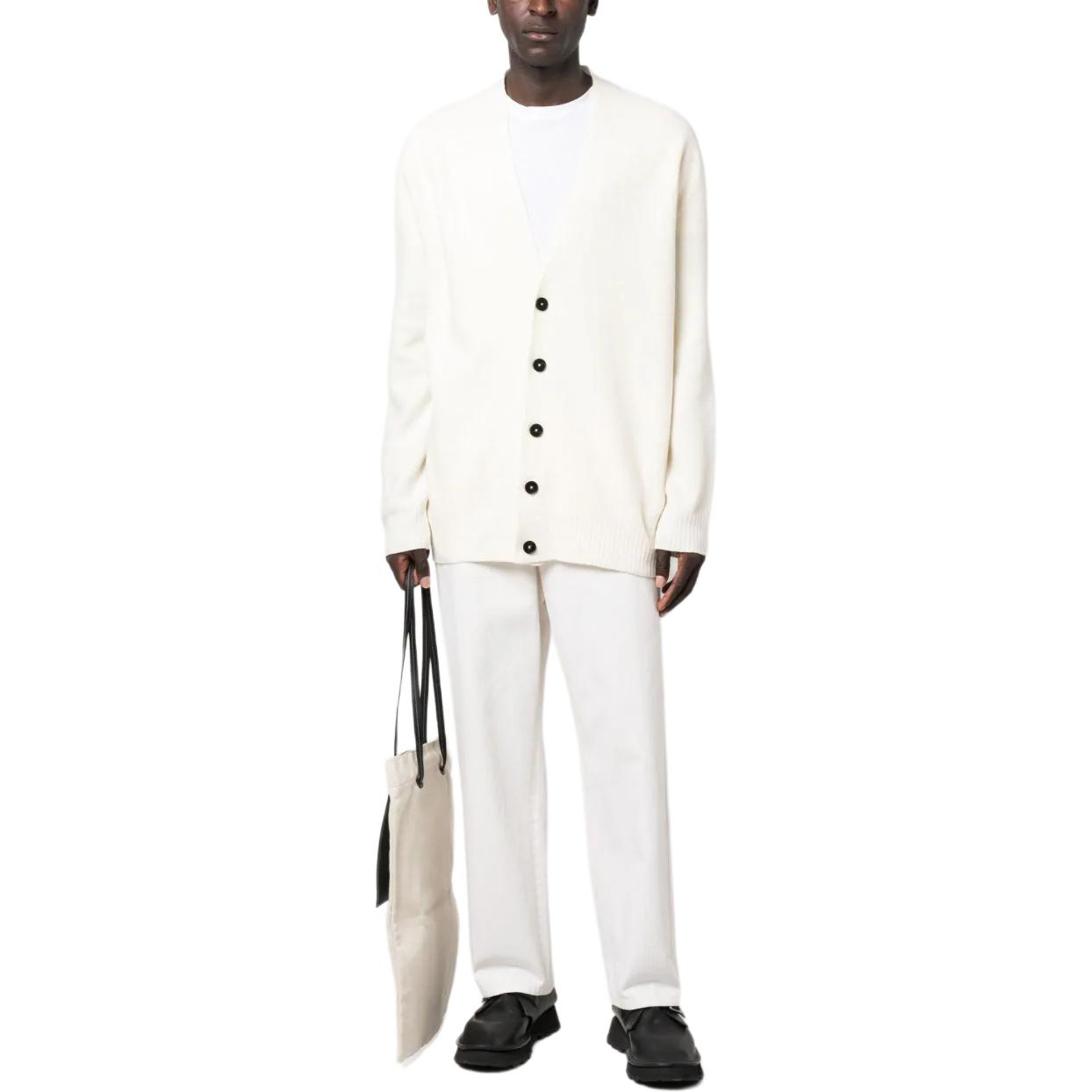 Lookbook JIL SANDER 純色V領針織釦扣長袖毛衣 白色 J22HP0005J14506107