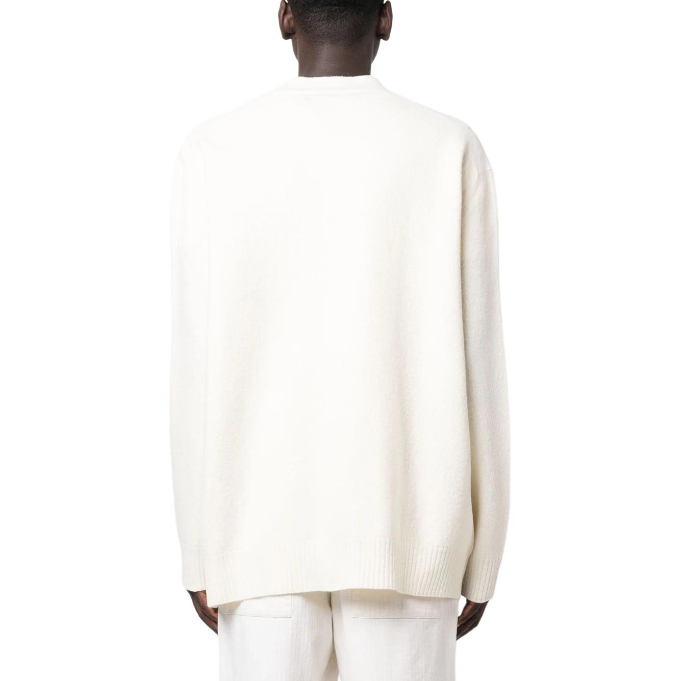 Shop JIL SANDER 純色V領針織釦扣長袖毛衣 白色 J22HP0005J14506107