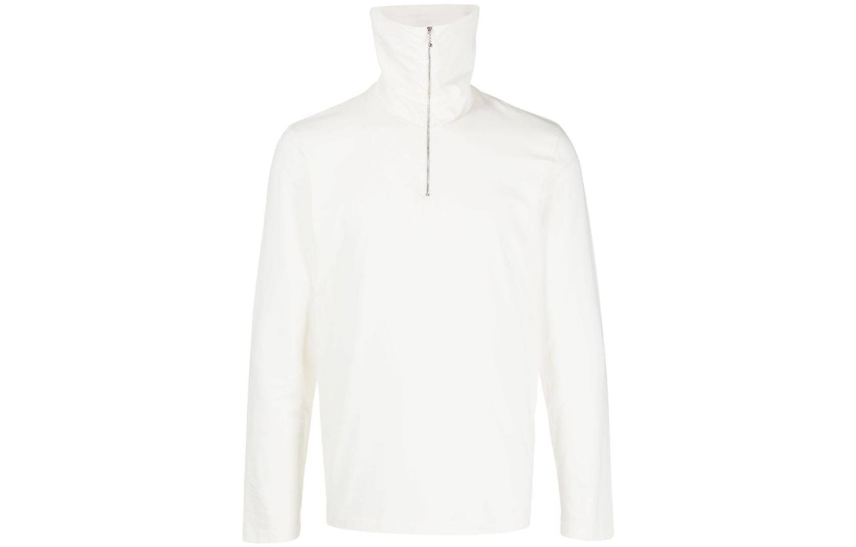 JIL SANDER Solid Wide-Collar Half-Zip Long-Sleeve Sweatshirt White J47GC0006-J45049-104