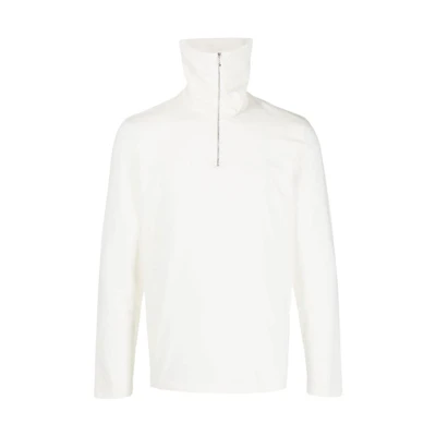 JIL SANDER Solid Wide-Collar Half-Zip Long-Sleeve Sweatshirt White J47GC0006-J45049-104