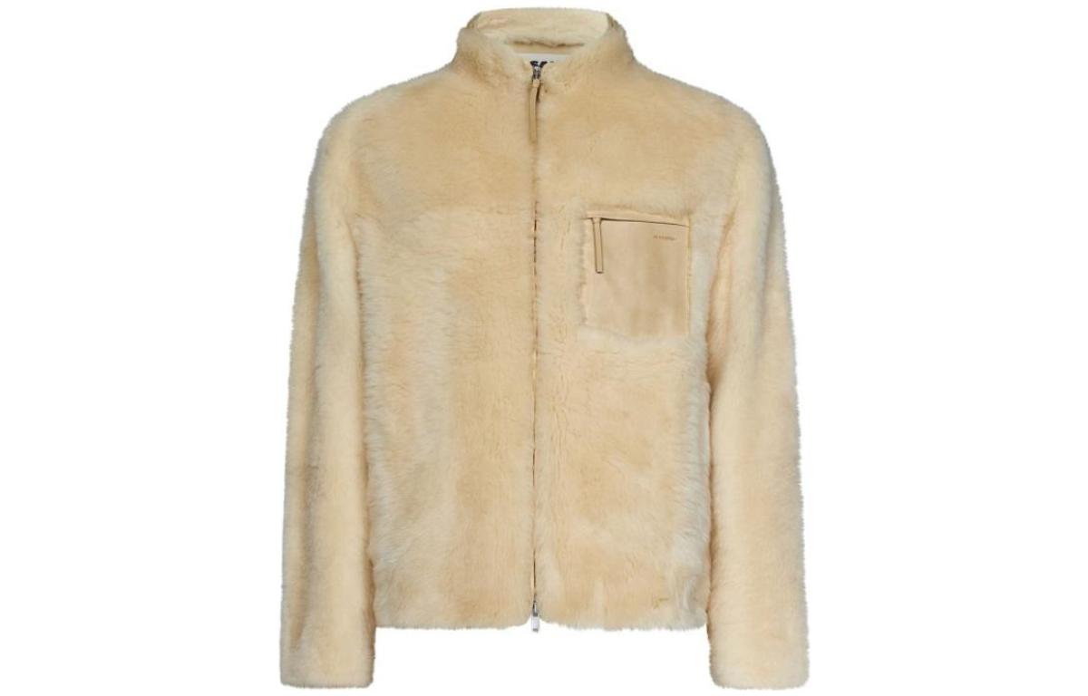 JIL SANDER Solid Zip-Up High Neck Jacket Light Brown J47BN0113J07113269