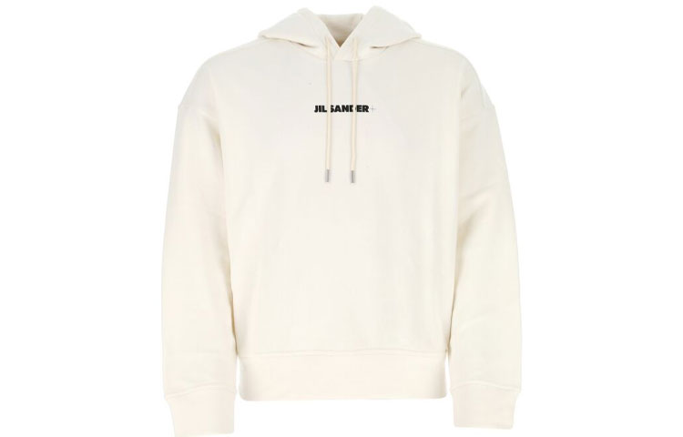 Jil Sander SS21 Ivory Hoodie with Letter Print. JPUS707533-MS248608-102