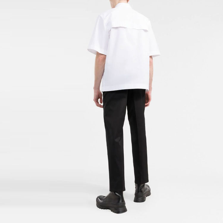Shop Jil Sander SS22  White Plain Straight Fit Short Sleeve Shirt. JSMU601726MU245200100