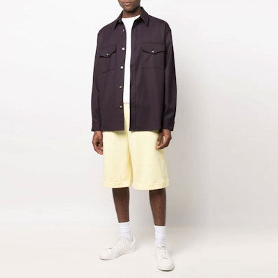 Jil Sander SS22 Yellow Solid Color Elastic Waist Knee-Length Shorts JPUU707529MU248608-742 Lookbook Jil Sander SS22 Yellow Solid Color Elastic Waist Knee-Length Shorts JPUU707529MU248608-742