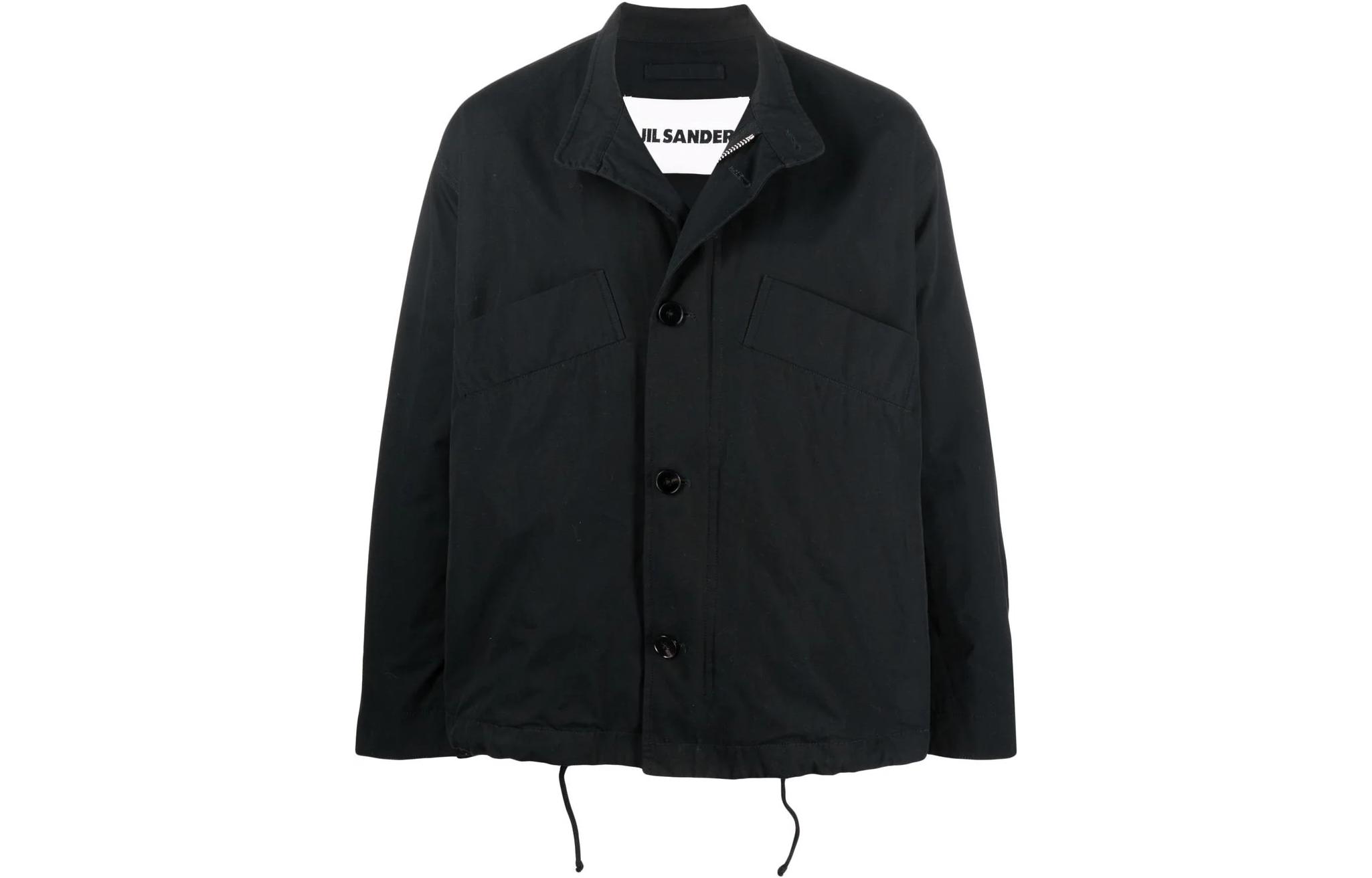 Jil Sander SS22 Black Solid Button-Up Long Sleeve Jacket JSMU420323MU241300401