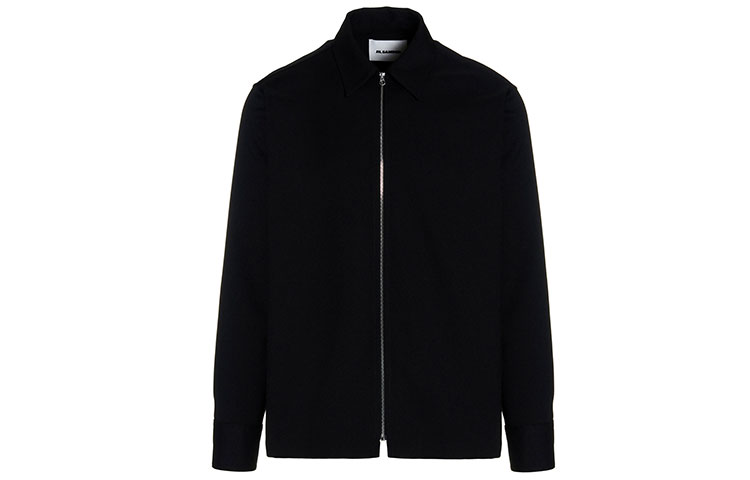 JIL SANDER SS22 Black Stand Collar Long Sleeve Jacket JSMU601032MU440300001