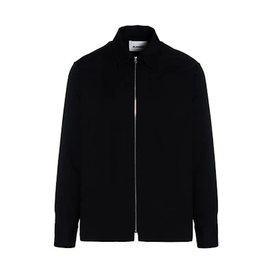 JIL SANDER SS22 Black Stand Collar Long Sleeve Jacket JSMU601032MU440300001