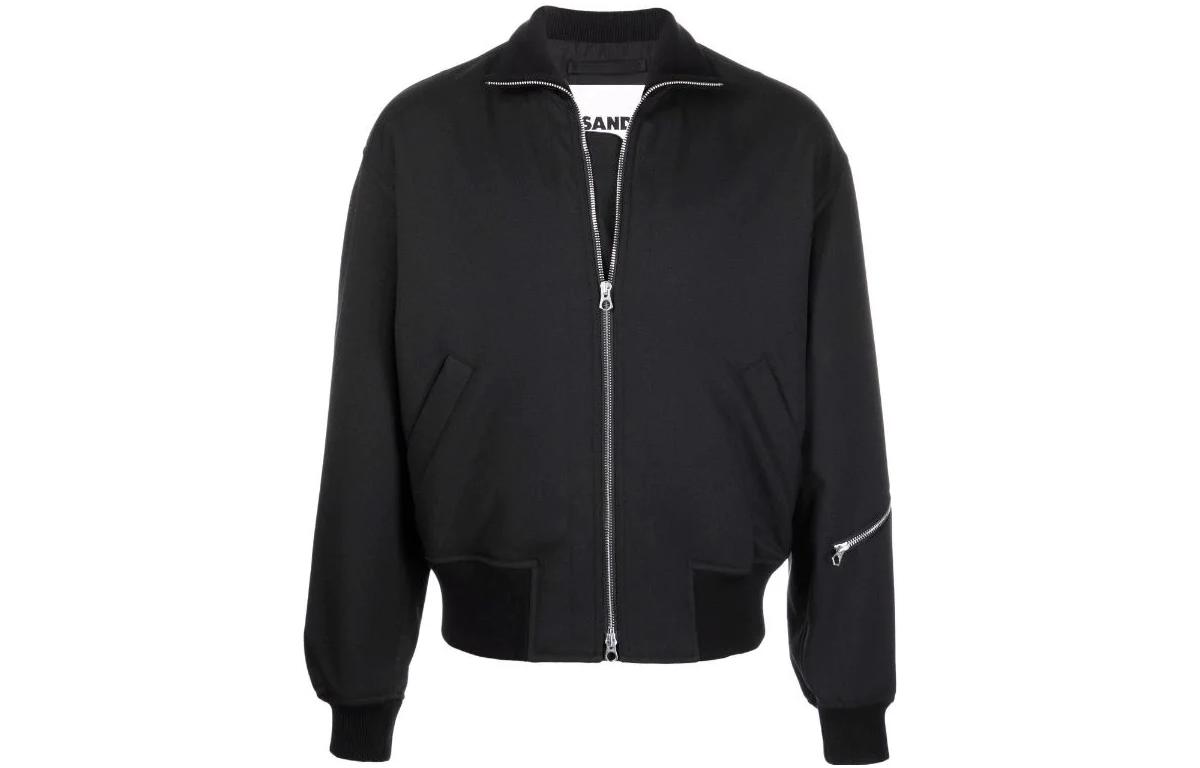 JIL SANDER SS22 Black Zip-Up Bomber Jacket for Men JSMU420101MU440300