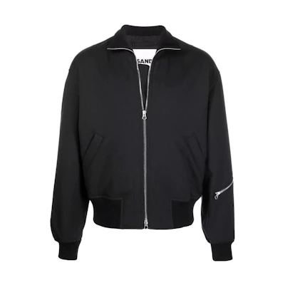 JIL SANDER SS22 Black Zip-Up Bomber Jacket for Men JSMU420101MU440300