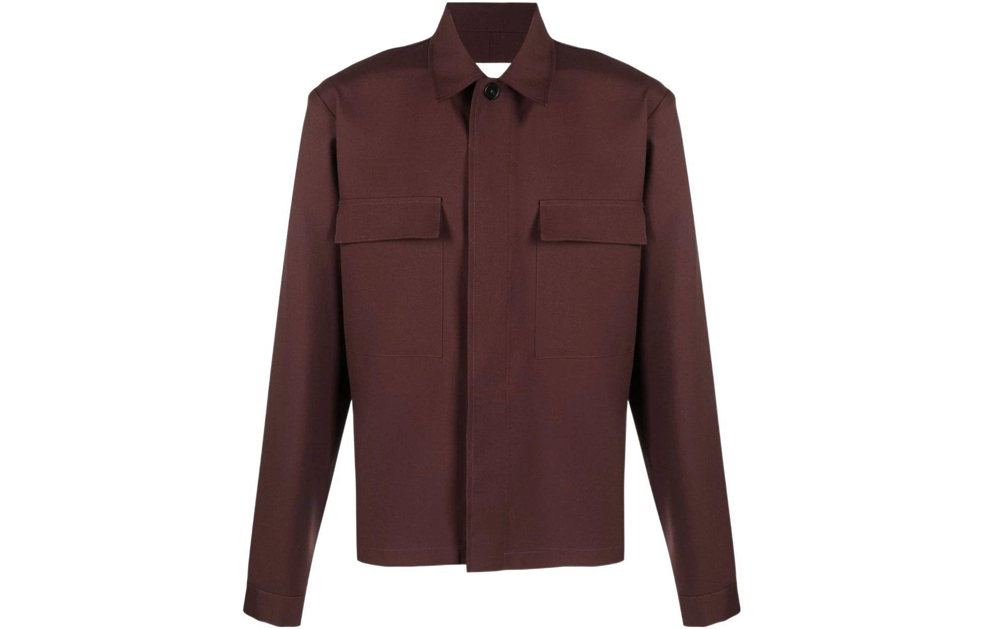 JIL SANDER SS22 Brown Concealed-Closure Shirt Jacket JSMT601726MT202500206