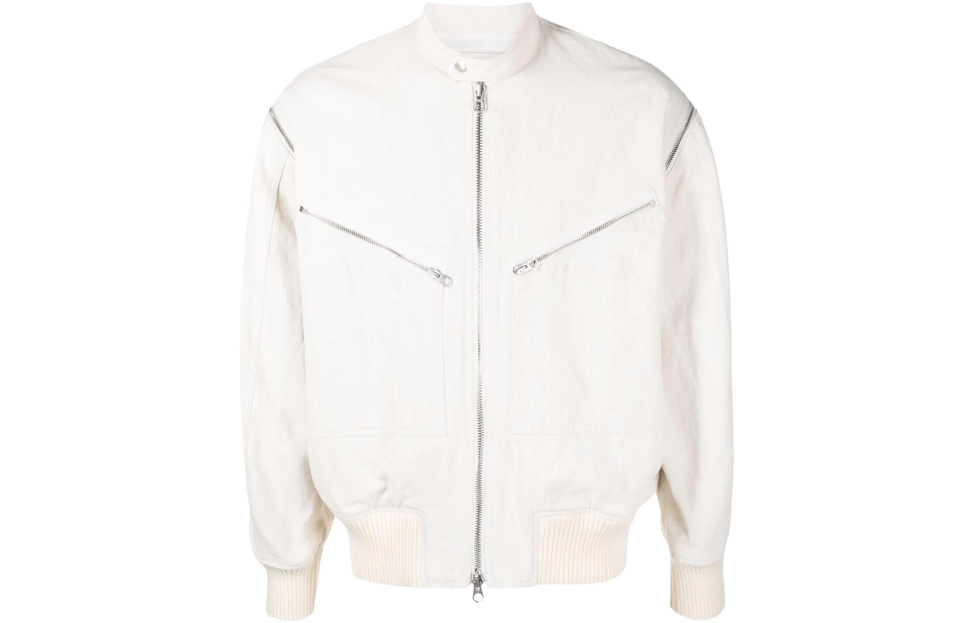 JIL SANDER SS22 Detachable Sleeve Zip Bomber Jacket White JSMU420627MU250200A