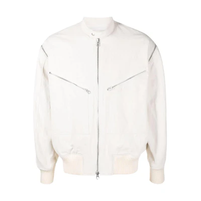 JIL SANDER SS22 Detachable Sleeve Zip Bomber Jacket White JSMU420627MU250200A