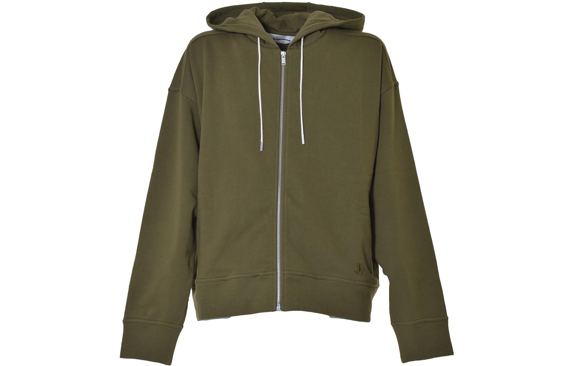 JIL SANDER SS22 Full-Zip Drawstring Hoodie Jacket Men’s Olive Green JPUU707534MU248608312