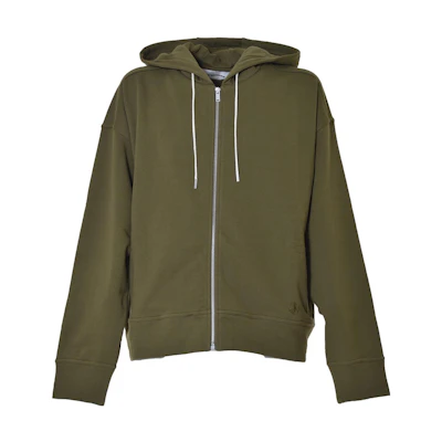 JIL SANDER SS22 Full-Zip Drawstring Hoodie Jacket Men’s Olive Green JPUU707534MU248608312