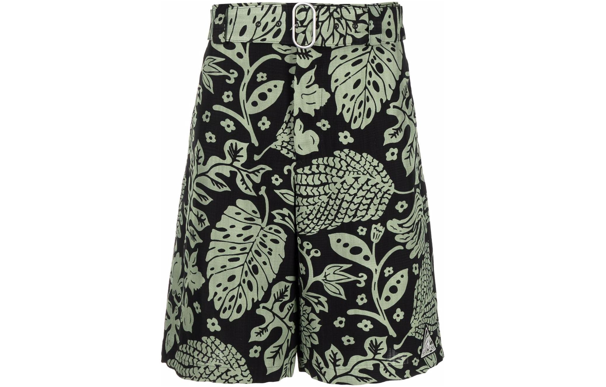 Jil Sander SS22 Green Floral Print Casual Shorts Men. JPUU312105MU382060351