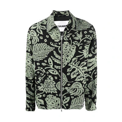 JIL SANDER SS22 Green Leaf Print Zip Jacket Green JPUU420915MU382060