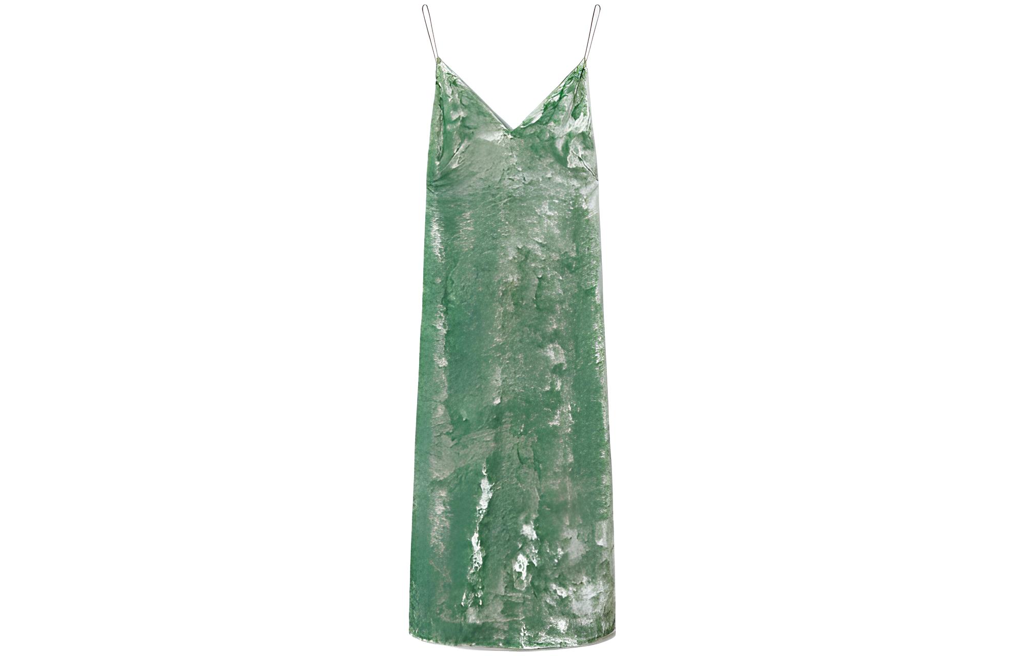 Jil Sander SS22 Green Sleeveless Velvet Maxi Dress J02CT0005-J65007-334