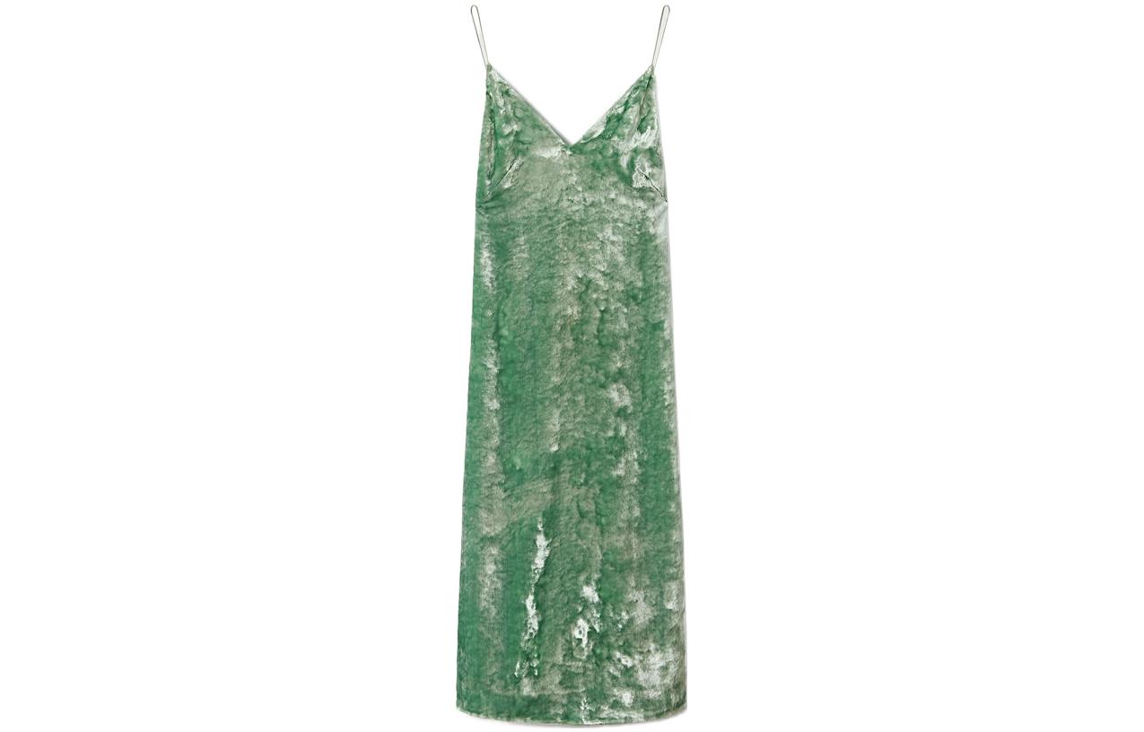 Order Jil Sander SS22 Green Sleeveless Velvet Maxi Dress J02CT0005-J65007-334