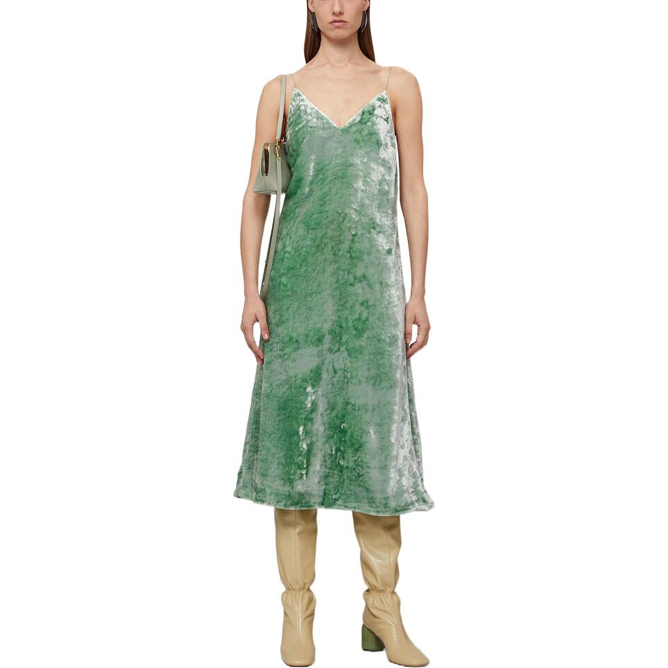 Lookbook Jil Sander SS22 Green Sleeveless Velvet Maxi Dress J02CT0005-J65007-334