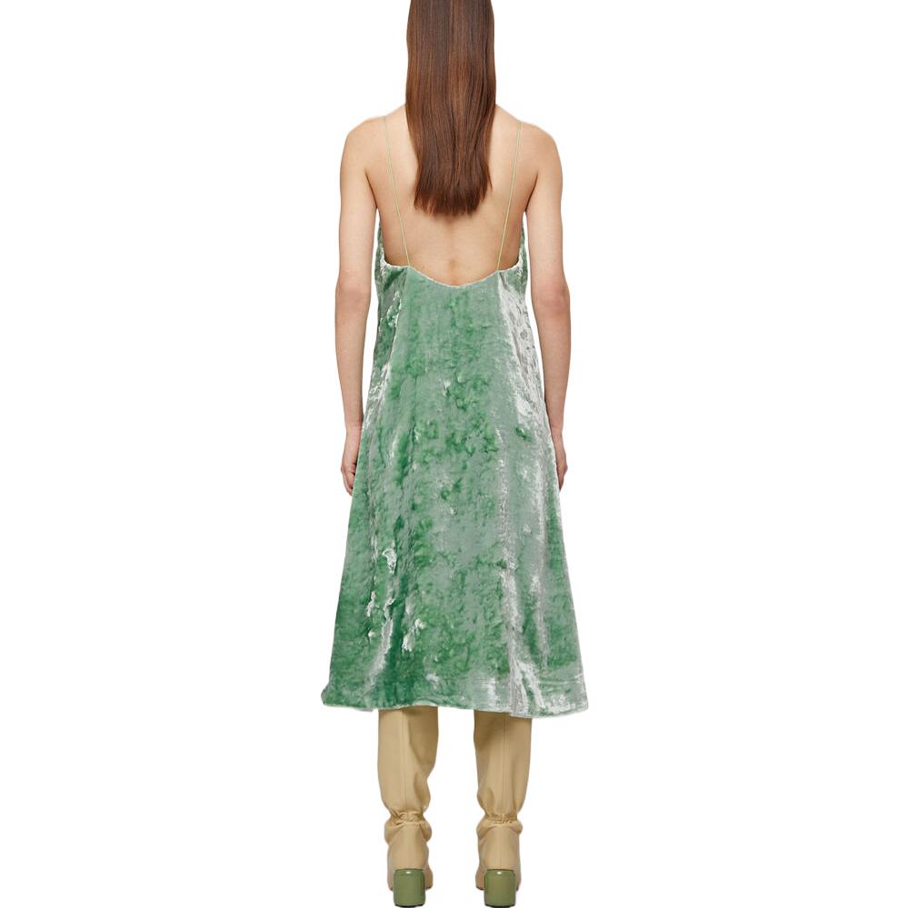 Shop Jil Sander SS22 Green Sleeveless Velvet Maxi Dress J02CT0005-J65007-334