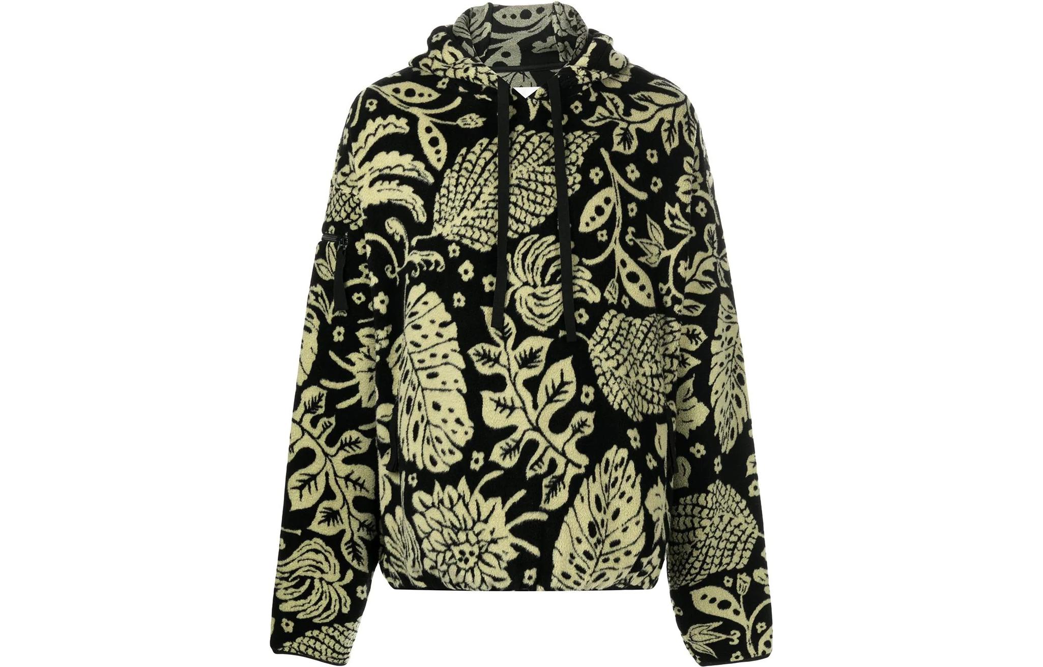 JIL SANDER SS22 Leaf Print Fleece Hoodie Men’s Light Green Autumn Edition JPUU707509