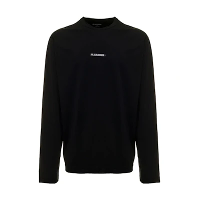 JIL SANDER SS22 Logo Graphic Crewneck Long Sleeve T-Shirt Men Black JPUU783505MU458208001