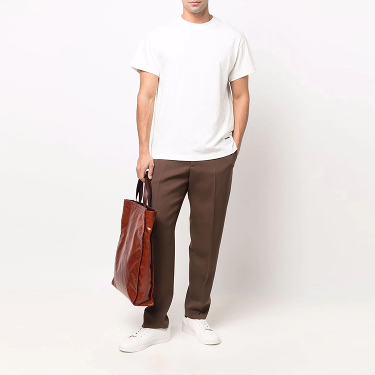 Lookbook 吉尔桑达 SS22 白色简约标志T恤 三件装 JPUU706530-MU248808-100