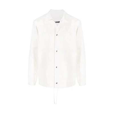 JIL SANDER SS22 Logo Print Collared Shirt Jacket White JSIU420311MU244936-104