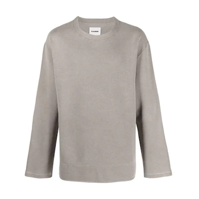 Jil Sander SS22 Oversized Cotton Crewneck Sweatshirt Men’s Light Grey JSMU707001-MU249208A