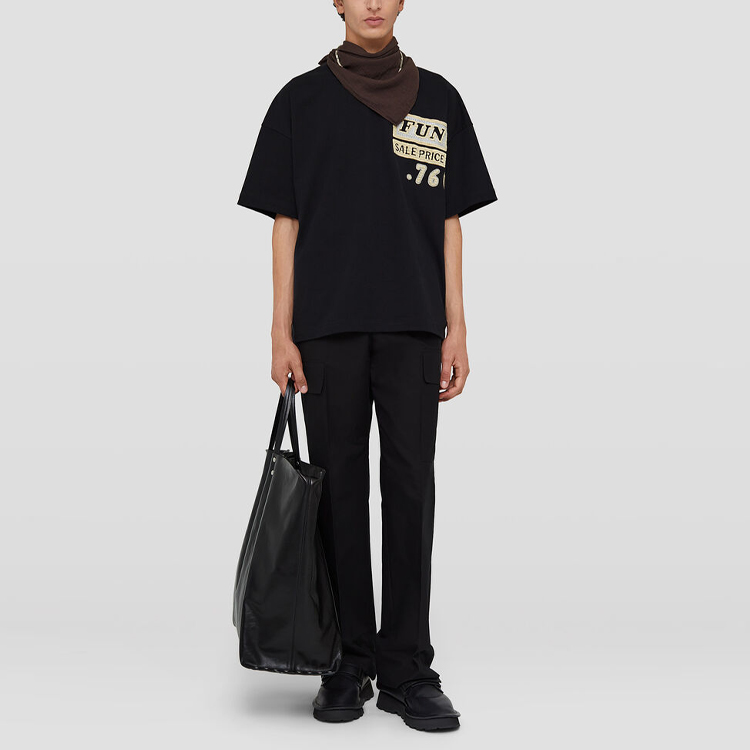 Lookbook JIL SANDER SS22 男士黑色标语印花T恤 JSMU707025-MU248508-001