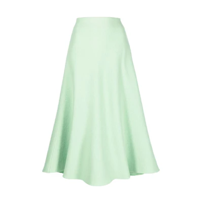 JIL SANDER SS22 Solid A-Line Midi Skirt Green J02MA0024J14506