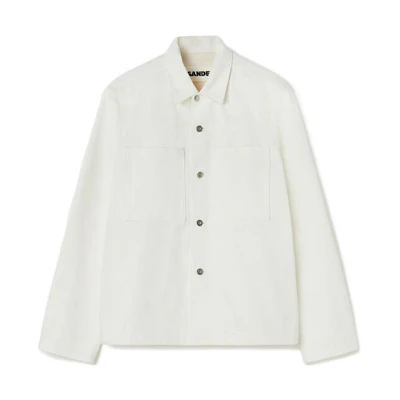 Jil Sander SS22 Solid Color Collared Jacket - White JPUU664252MU246300-102