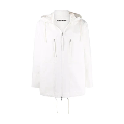 JIL SANDER SS22 White Hooded Jacket with Zipper Pockets JPUU410009-MU243-900