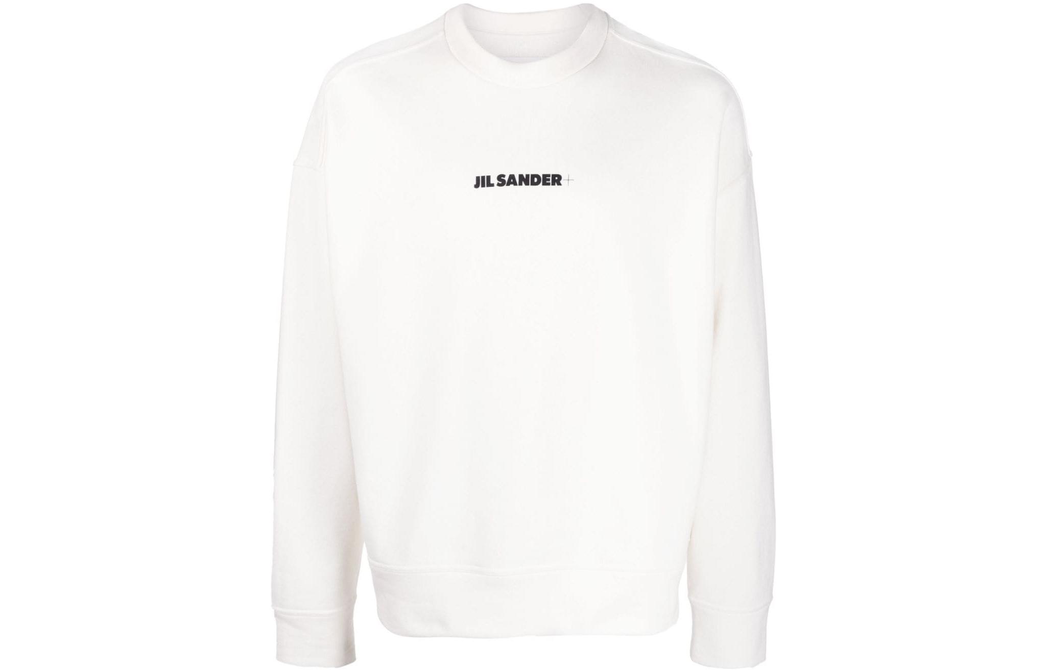 JIL SANDER SS22 White Logo Print Crewneck Long Sleeve Sweatshirt . J47GU0001J45050102