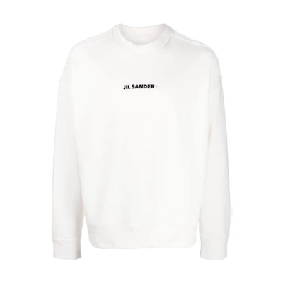 JIL SANDER SS22 White Logo Print Crewneck Long Sleeve Sweatshirt . J47GU0001J45050102