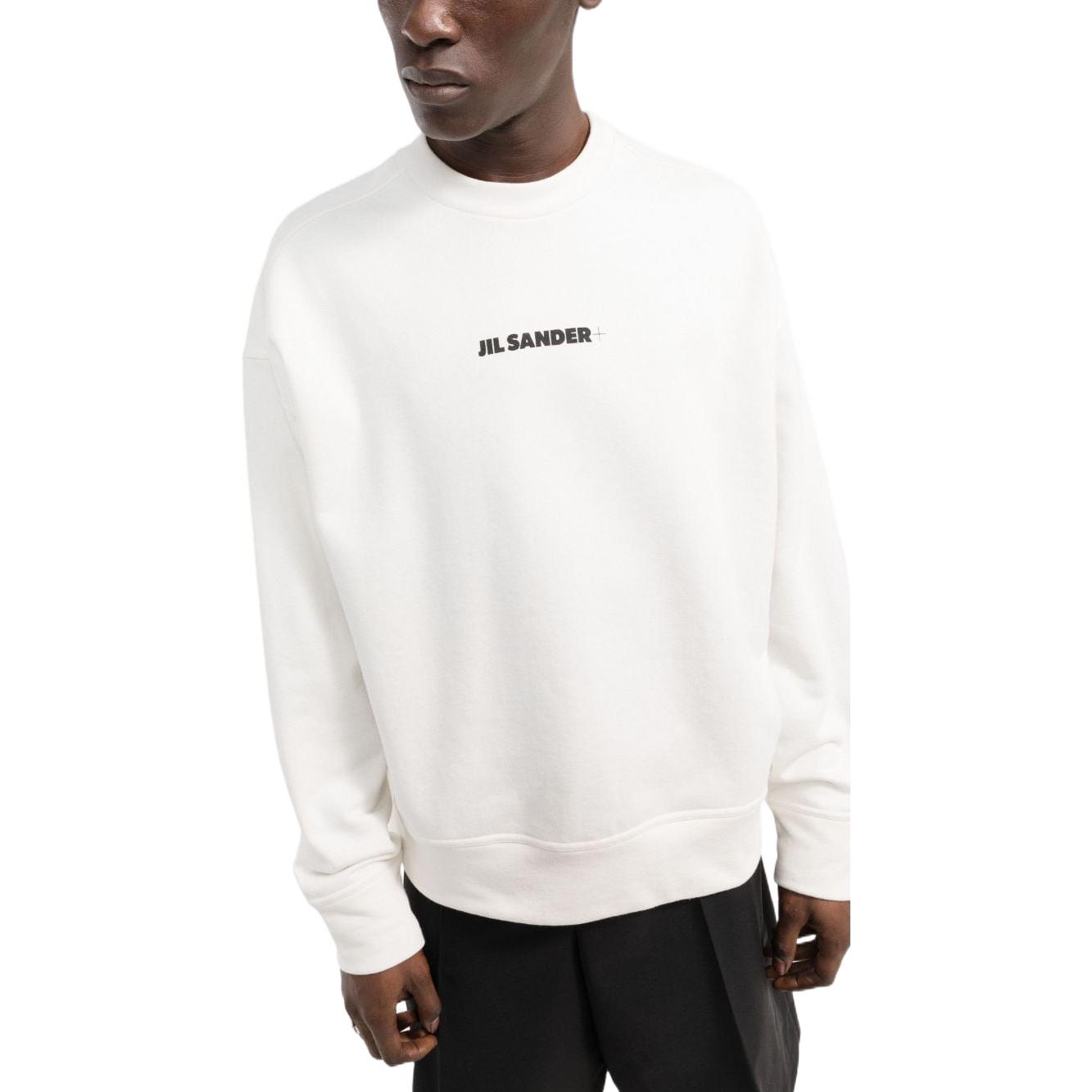 Shop 질 샌더 SS22 화이트 로고 프린트 크루넥 긴팔 스웻셔츠. J47GU0001J45050102