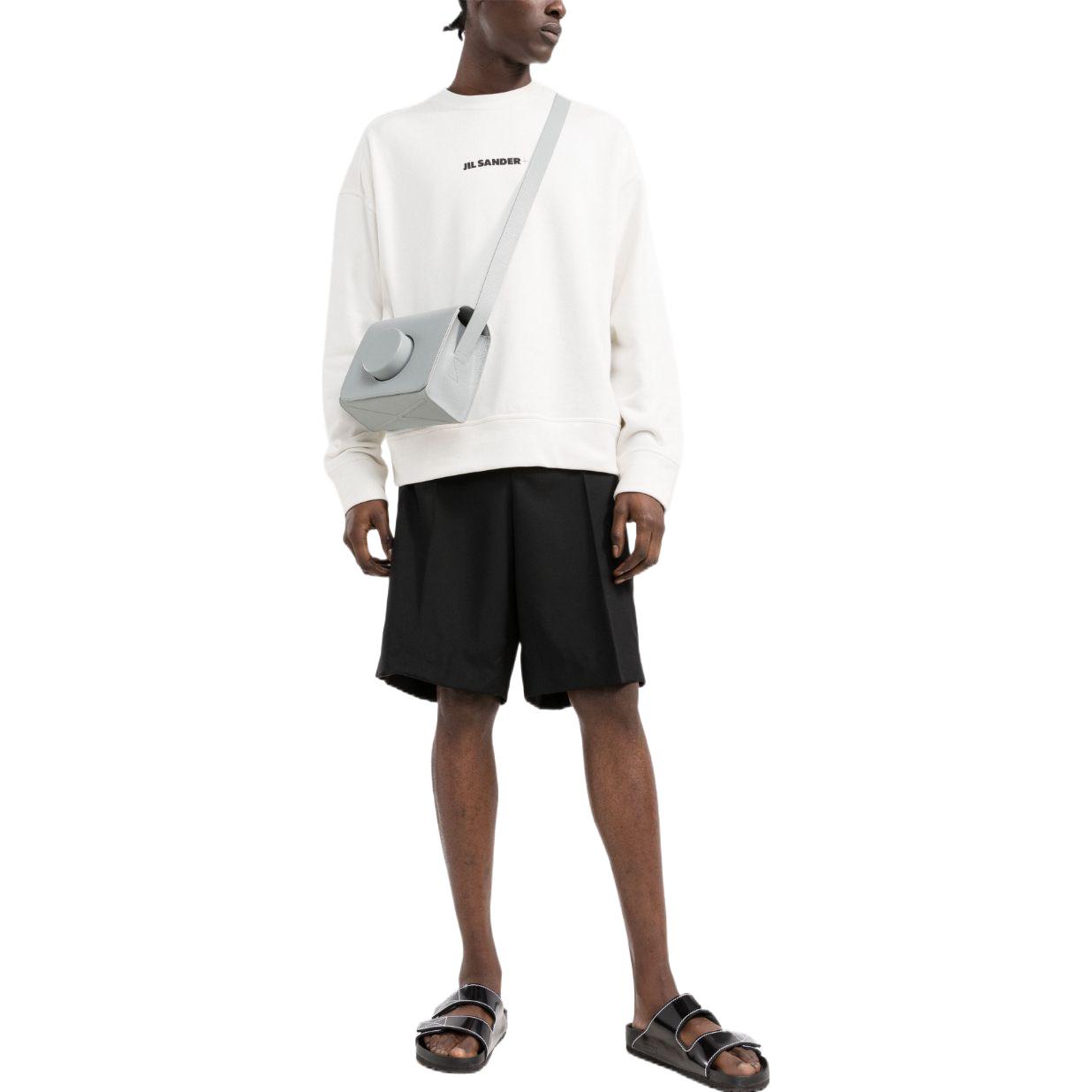 Purchase 질 샌더 SS22 화이트 로고 프린트 크루넥 긴팔 스웻셔츠. J47GU0001J45050102